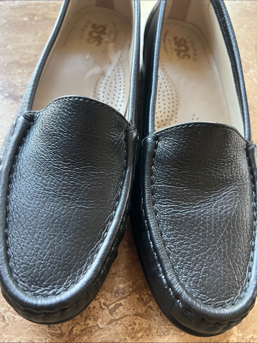 SAS Black Leather Slip-On Moccasin Loafers